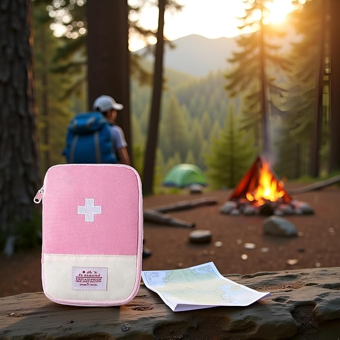 1Pc Pink - Small First Aid Bag Empty, Empty First Aid Pouch, Mini Portable Medical Bag for Outdoor Camping Hiking Traveling Emergency Bag First Aid Kits Sports and Outdoors（15 * 10.5cm