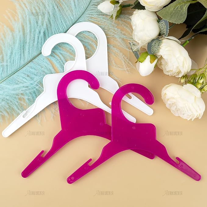 AUEAR, 24 Pack Pet Clothes Hangers Small Plastic Apparel Hanger Racks Dog Cat Clothes Hangers for Dogs Puppys Cats (2 Colors)