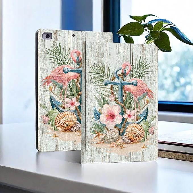 for Microsoft Surface Go 4/3/2/1-10.5" 2021 Tablet Case,Auto Wake/Sleep,Adjustable Stand Protective Cover - Flamingo Anchor Tropical