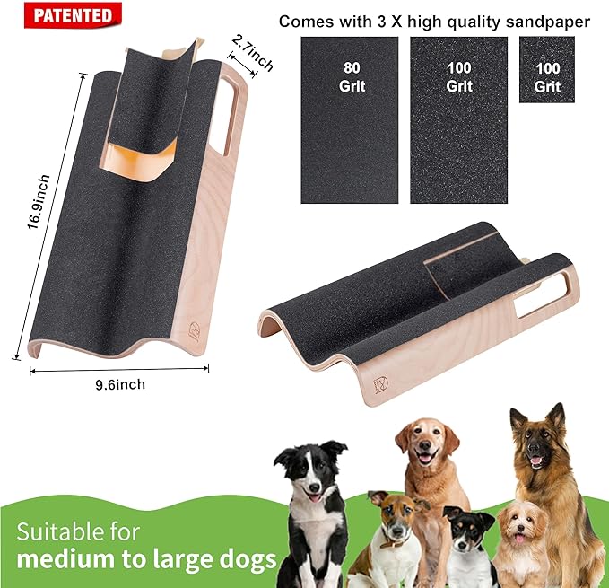 M-Shaped Dog Scratch Pad for Nails with Treat Box, Dog Nail Scratch Board for Large Dogs, Dog Nail File Toy and Shorten Dog’s Side Nail Easier (with Treat Box, L)