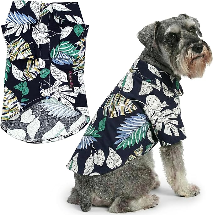 Parisian Pet Palm Leaves Dog Shirt - Cotton Clothes for Large Dogs - Stylish Tropical Dog Outfit - Lightweight and Soft Puppy Clothes - Trendy Tshirts for Dogs - Comfortable Summer Camp Pet Apparel