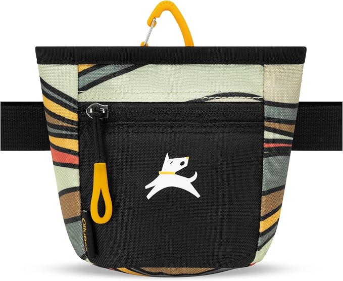 OllyDog, Goodie Treat Bag, Dog Treat Training Pouch | Magnetic Closure | 3 Ways to Wear | Hands-Free Waist Belt | Water-Resistant Recycled Vegan Fabric (Ventura '73)