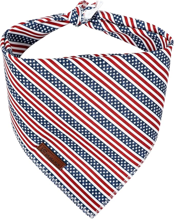 4th of July Dog Bandana, Patriotic Puppy Bandana for Small Medium Dog, Cotton American Flag Pet Triangle Bid Scarf Kerchief for Girl Boy Dogs or Cats