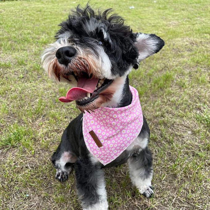 Summer Dog Bandana, Hawaii Bandana for Medium Large Dog, Cute Pink Puppy Bandana, Cotton Adorable Pet Triangle Bid Scarf Kerchief for Girl Boy Dogs