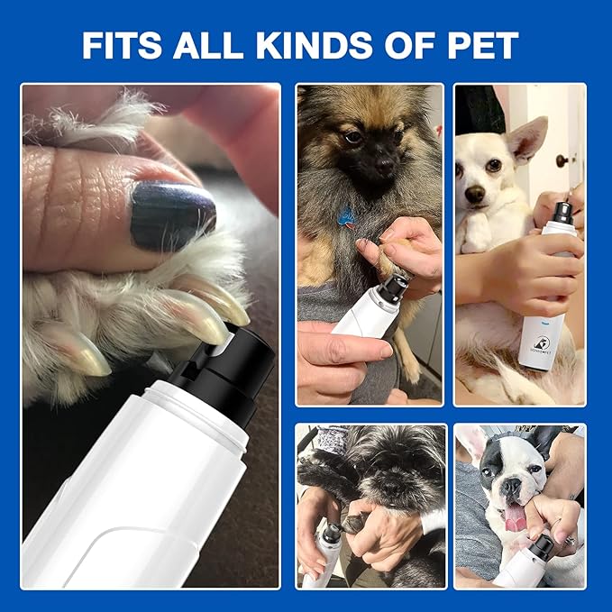Bonve Pet Nail Grinder for Dogs - Upgraded Dog Nail Trimmers Super Quiet, 2 Speeds, Rechargeable, 2 Grinding Wheels for Small Large Dogs & Cats
