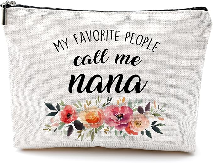 DILSJ Nana Gifts Makeup Bag, Nana Gifts For Christmas From Grandkids Cosmetic Bags For Women, Best Grandma Gift From Granddaughters Grandsons Zipper Makeup Pouch Travel Organizer Toiletry Bag