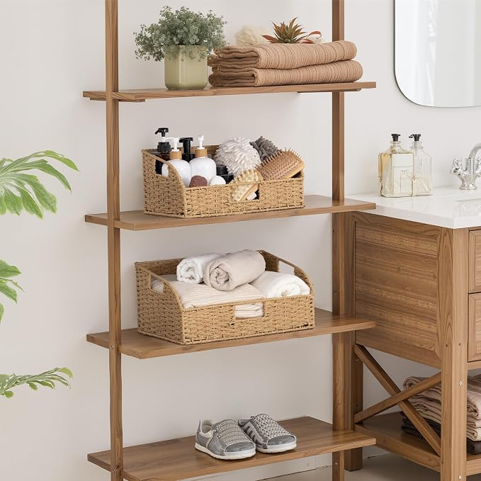 StorageWorks Pantry Baskets for Organizing,Wicker Basket for Storage,2-Pack | Paper Rope Wicker Storage Baskets for Shelves with Handles, Pantry Organizers and Storage, Shelf Baskets for Organizing