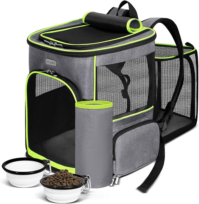BAGLHER Dog Carrier Bag,Airline Approved Soft Side Pet Travel Rolling Small Medium Dog Carrier with Fleece Pad for Hiking Picnic Grey