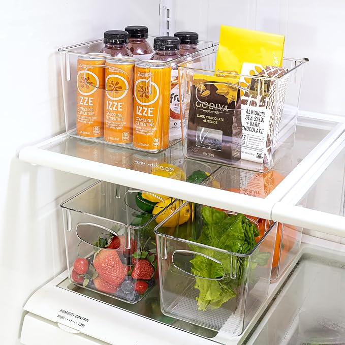 Sorbus Fridge Organizers and Storage, Clear Plastic Bins (Small, 8 Pack)