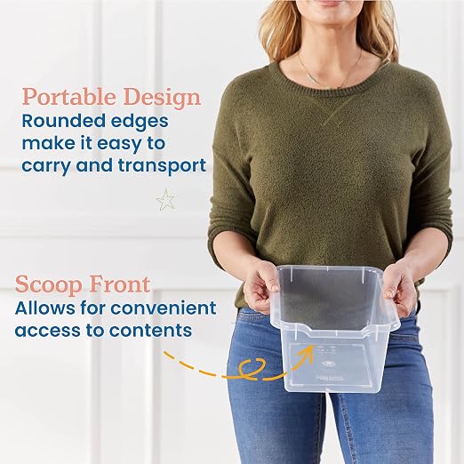 ECR4Kids Scoop Front Storage Bins, Multipurpose Organization, Clear, 10-Piece | Durable plastic, GREENGUARD Gold Certified, 1.2 gallon capacity, lightweight & nestable, built-in handle, classroom/home use