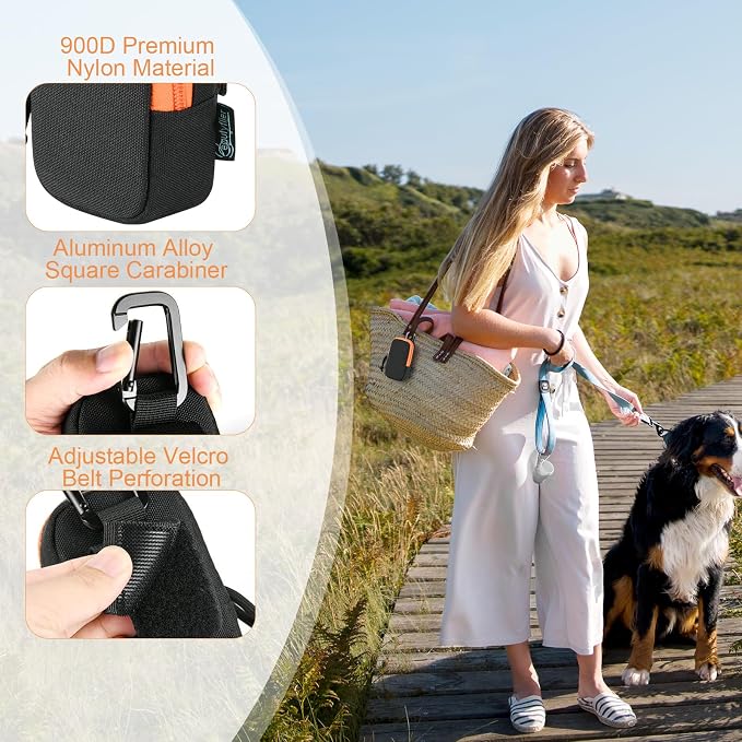 Beautyflier Dog Bark Deterrent Devices Storage Bag, Protective Case for NPS Dog Bark Deterrent Devices, Anti Barking Ultrasonic Tool Organizer Bag with Alloy Carabiner, Fits Travel (Bag Only)