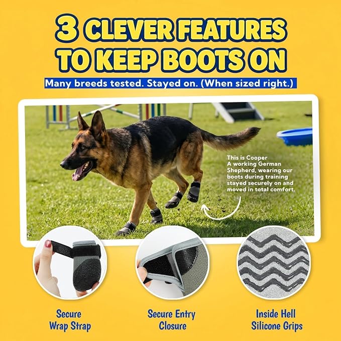 4-Pack Soft Upper & Flexible Sole Dog Summer Shoes for Hot Pavement | Stay-On Dog Booties for Rain, Snow, Mud & Outdoor Walks, Dog Shoe for Large Dogs with Free Mesh Bag to Stop Licking, XXL