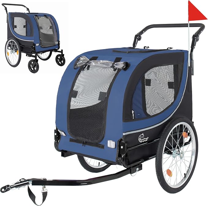 2-in-1 Dog Bike Trailer & Pet Stroller for Dogs Up to 100 lbs, Foldable
