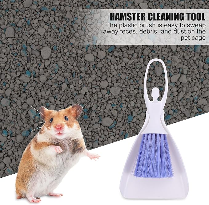 Abaodam 2 Sets Mini Brooms and Dustpans for Pet Cage Cleaning, Plastic PVC Material, Easy Storage, Gentle on Hands, for Hamster and Guinea Pig Cage Dust Removal Random Color