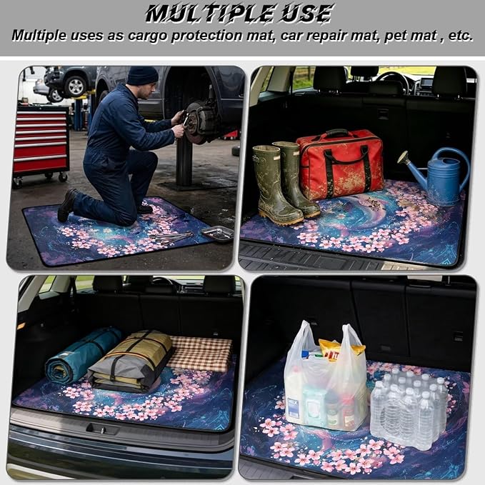 Floral Dolphin Trunk Mat Cargo Covers for Most Cars SUV, Non Slip, Dustproof Cargo Liner Replacement Vehicle Interior Accessories, Easy to Install and Clean, All Weather Used