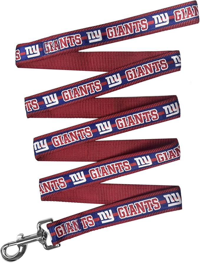 Pets First NFL Licensed New York Giants Pet Leash, Size Small – Durable Satin Dog & Cat Walking Strap and Pet Tether with Embroidered Team Name & Logo