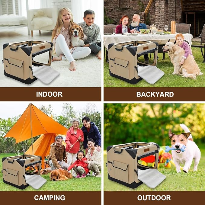 Garnpet Soft Dog Crate for Small Dogs, 4-Door Foldable Collapsible Dog Crate with Soft Sides, Indoor & Outdoor Travel Dog Kennel