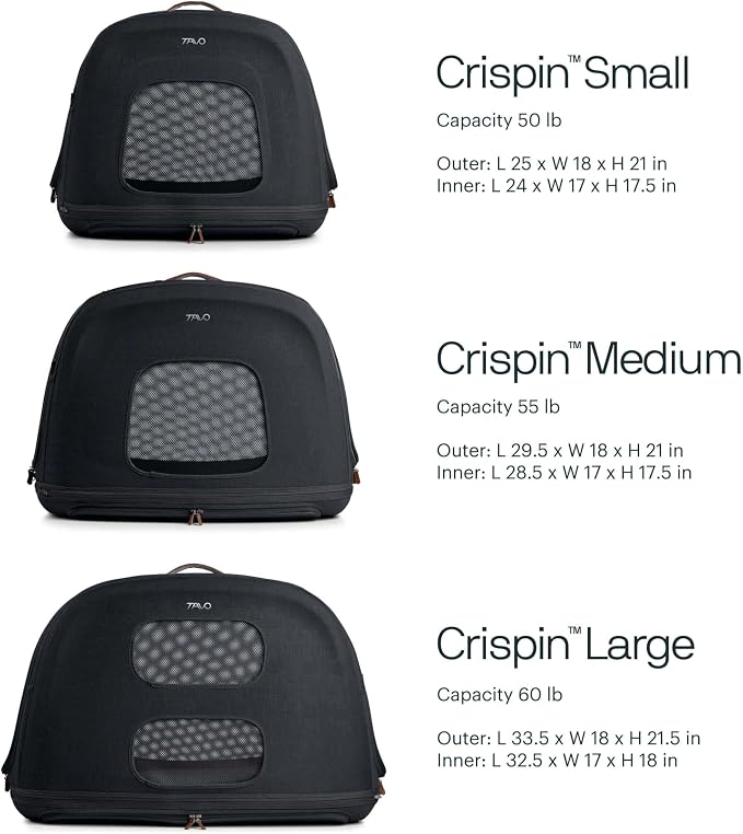 TAVO Pets Crispin Crash-Tested Dog & Cat Car Crate, Onyx, Medium