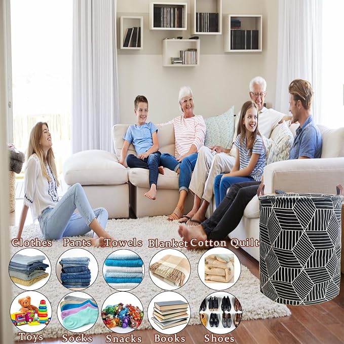 Waterproof Laundry Hamper Collapsible Laundry Basket Leather Handle Laundry Bag Large Clothes Storage Toy Organization for Bathroom Bedroom Laundryroom College Dorms (92-Satisfied laundry hampers)