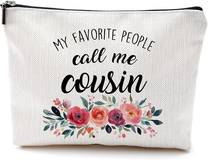 DILSJ Cousin Gifts Makeup Bag, Best Cousins Gifts For Christmas From Grandkids Cosmetic Bags For Women, My Favorite People Call Me Cousin Zipper Makeup Pouch Travel Organizer Toiletry Bag