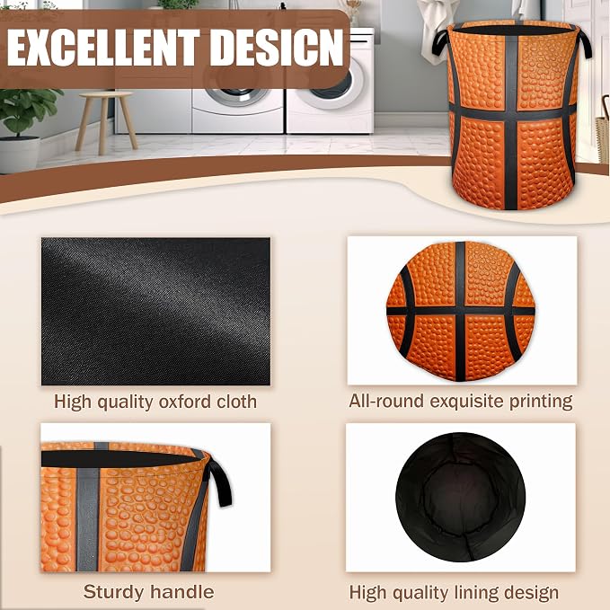 Basketball Laundry Hamper,Laundry Baskets,Waterproof Oxford Cloth Toy Storage for Bedroom,Bathroom,Nursery,16x20.8 Inch