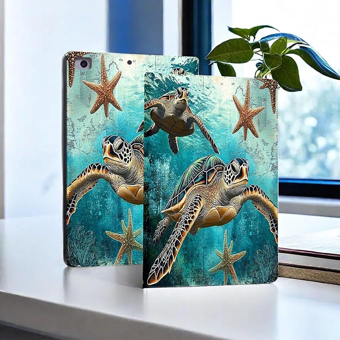 for Microsoft Surface Pro 11/10/9-13" 2024/2022 Tablet Case,Auto Wake/Sleep,Adjustable Stand Protective Cover - Sea Turtle
