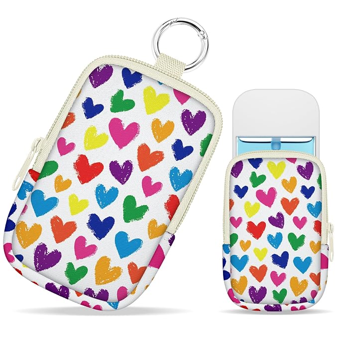 Hand Sanitizer Holder, Love Heart Spray Case Zippered Pouch | Keychain, Travel Size, Cute Fashion Accessory with Snap Hook, for Glow Mist and Power Mist 1FL OZ, Mini Small Pocket Clip on