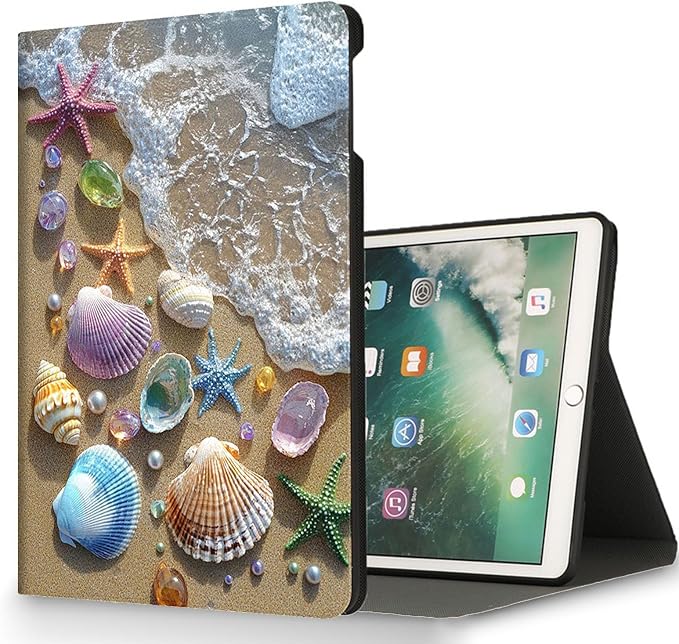 for Microsoft Surface Pro 8-13" 2021 Tablet Case,Auto Wake/Sleep,Adjustable Stand Protective Cover - Ocean Shell Starfish