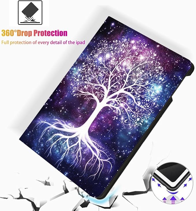 for Microsoft Surface Pro 11/10/9-13" 2024/2022 Tablet Case,Auto Wake/Sleep,Adjustable Stand Protective Cover - Starry Sky Life Tree