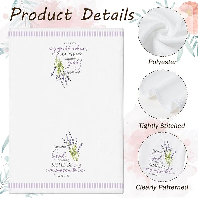GROBRO7 Bible Floral Hand Towel - 6Pcs Religious Verse Scripture With Flower Pattern Kitchen Dishcloths Soft Polyester Towels Bathroom Home Dining Table Decor Christian Gift for Men Women Housewarming