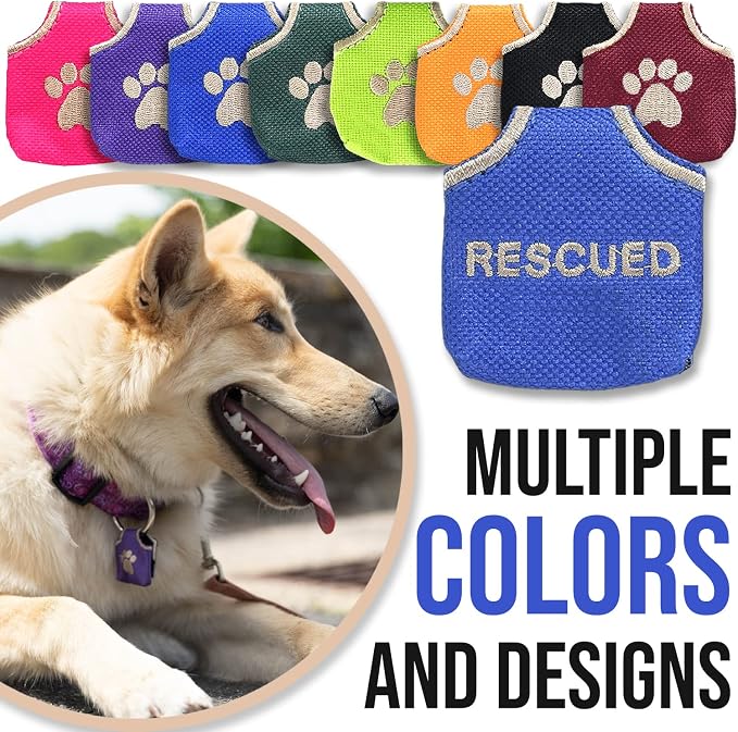 Woofhoof Dog Tag Cover (Blue Rescued)