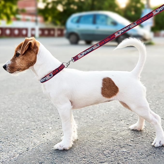 Pets First NFL Licensed New England Patriots Pet Leash, Size Small – Durable Satin Dog & Cat Walking Strap and Pet Tether with Embroidered Team Name & Logo