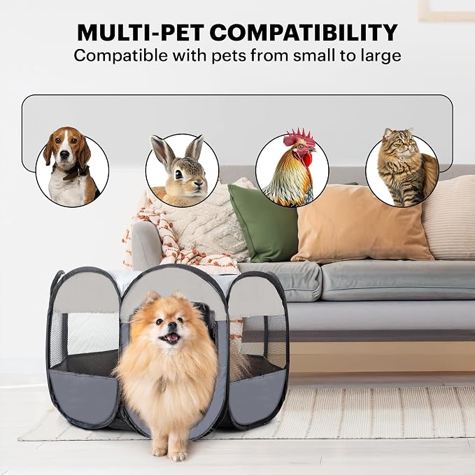 LAFYETTE - USA Based, Dog Cat Playpen, Puppy Kitten Pet Playpen Indoor Outdoor, Portable Pop Up Dog Kennel Tent Crate Cage for Dog Cat Rabbits, Foldable Pet Enclosure, Removable Top Cover, 36" x 16"