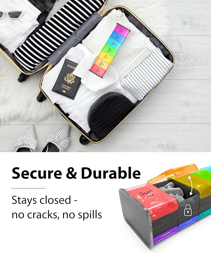 Extra Large Pill Organizer- XXL Pill Box 7 Day - Weekly Pill Organizer with AM PM Large Compartments Big Pill Case for Supplements Jumbo Pill Holder for Vitamins Huge Medicine Organizer 2 Times a Day