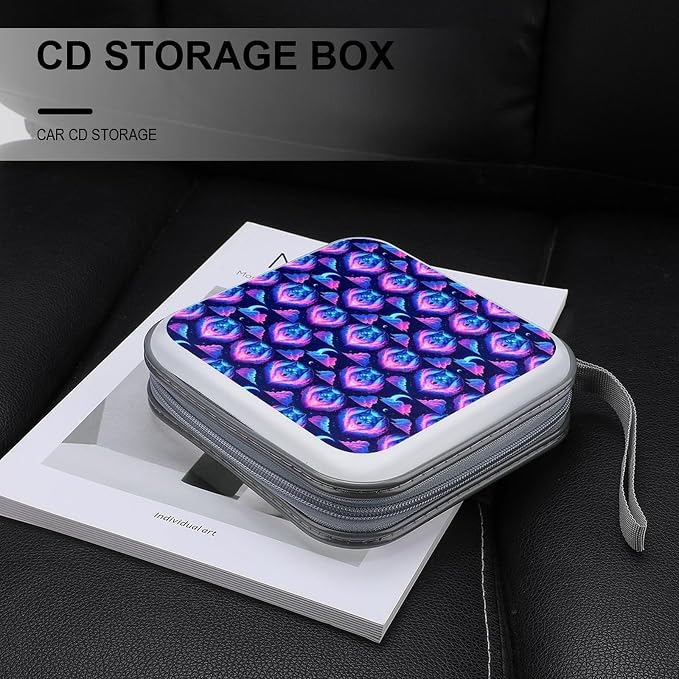 DVD Holder Case Moon Galaxy Wolf 40 Capacity Hard Shell CD Organizer Box | Disc Storage Binder Moon Galaxy Wolf Protective DVD Organizer Wallet for Music Movie Game