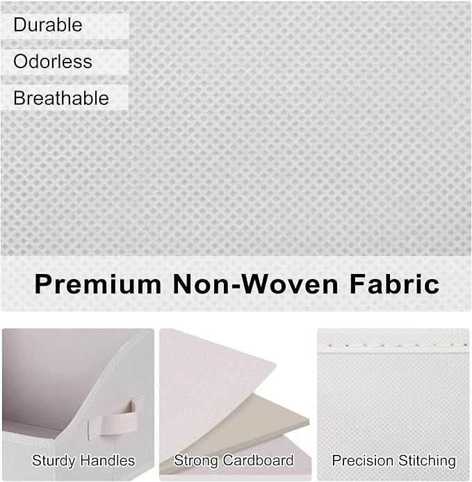 WUIKE 3 Pack Large Closet Storage Bins, Trapezoid Basket, White & Beige | Fabric Storage Baskets with Handles, Purse Organizer for Closet, for Clothes, Sheets, Blankets and Shelves