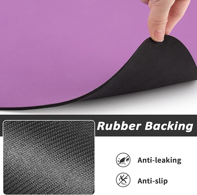 HotLive Dog Food Mat - Absorbent Cat Mat for Food and Water, No Stains Pet Feeding Bowl Mat, Easy to Clean Pet Placemats, Quick Dry Dog Water Dispenser Mat for Messy Drinkers | Paw Purple 18"x34"