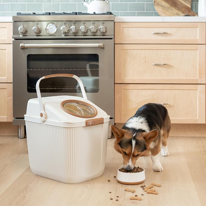 Harry Barker Small Modern Dog Bowls, 2-Pack Eco-Friendly Plastic Pet Food & Water Bowls, Non-Slip Base, Dishwasher Safe, BPA-Free, Neutral Design, Holds 3 Cups Each