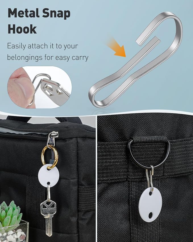 Uniclife 50 Pcs Key Tags 1 Inch Plastic Key Chain Tags with Metal Snap Hooks Double-Sided Writable White Tags Sturdy Key Item Identifiers for Home and Office (Pack of 4)