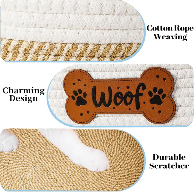 Large Dog Toy Basket Box Bin, Woven Storage Baskets for Dog Cat, Cotton Rope Toys Storage Basket for Dogs Cats Bed Toys Accessories Organizer With Handles for All Pets-Puppies to Large