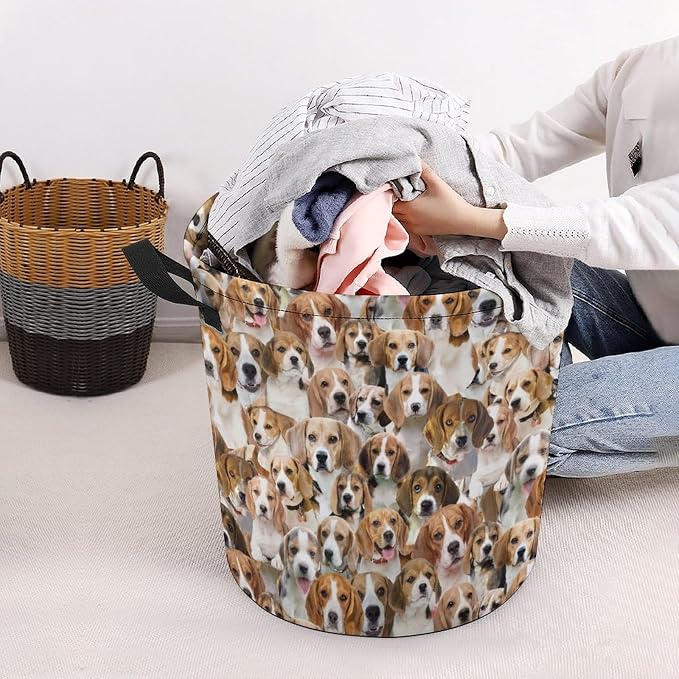 Beagle Dog Prints Laundry Basket, Beagle Dog Laundry Hamper, Collapsible Laundry Baskets Waterproof Dirty Clothes Storage Basket Bins For Bathroom Bedroom Decor, Beagle Dog Lover Gifts