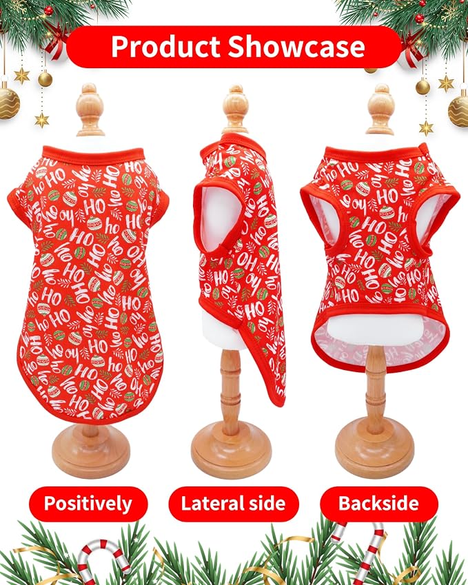 PET SHOW 4 Pack Dog Shirts Christmas for Small Dogs Boy Girl | Breathable t-shirts for dogs,polyester,sleeveless vest,holiday birthday puppy clothes tank top,M