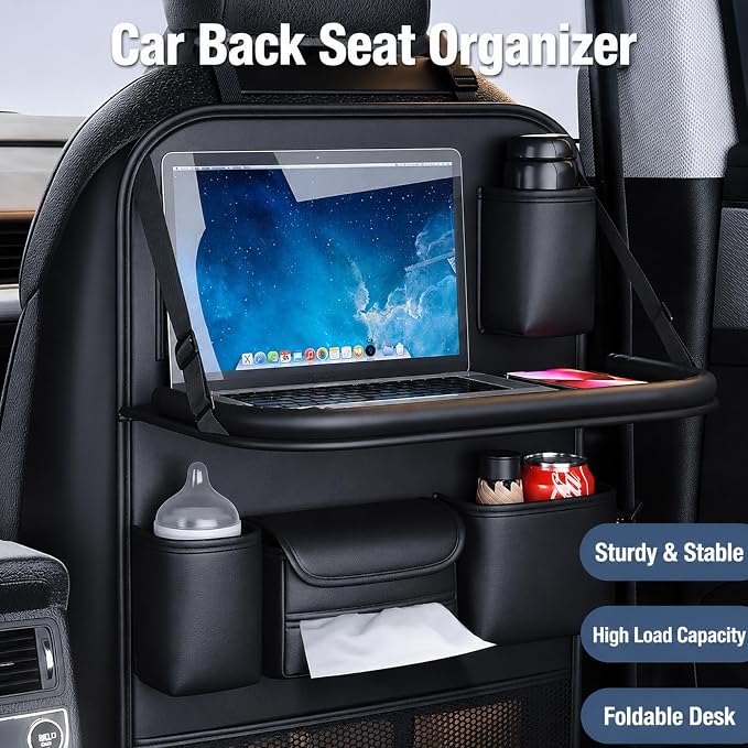 Car Backseat Organizer for Renault Captur II I/Captur E-TECH 2.Gen/1.gen 2013-2024 with Table Tray Back Seat Organizer Waterproof Kick Mats Back Seat Protector