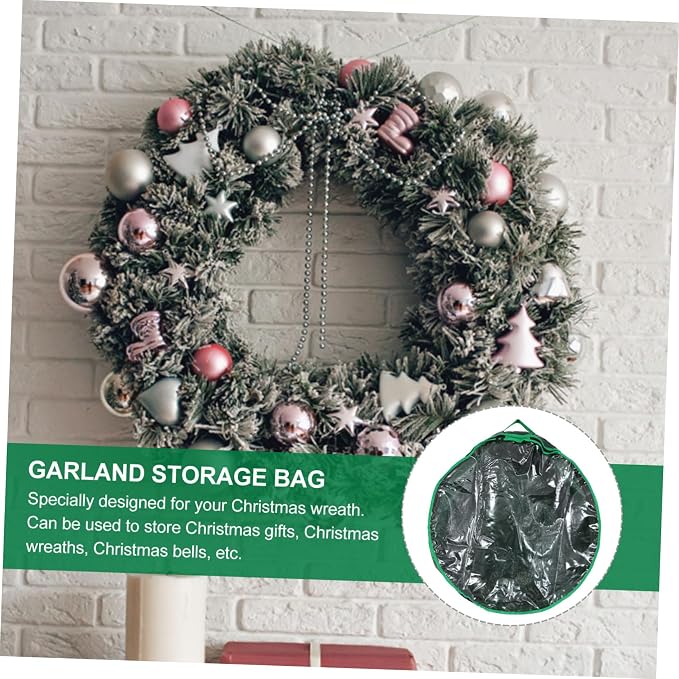 Garneck 1pc Round Christmas Wreath Storage Bag Window Holder for Holiday Decorations Capacity for Garlands and Ornaments Design for Christmas Supplies