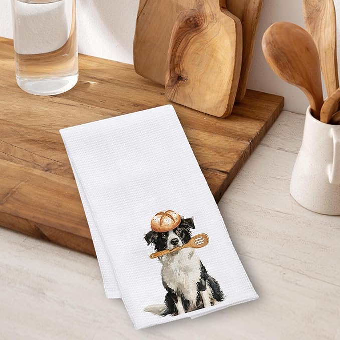 Border Collie Kitchen Towels 16x24 Inch, Border Collie Lovers Gifts Decorative Hand Towels for Kitchen Bakery, Cute Baking Chef Dog Dish Tea Towel Drying Cloth