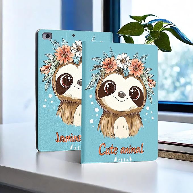 for Microsoft Surface Pro X/Pro X Plus-13 2019/2020/2021/2024 Tablet Case,Auto Wake/Sleep,Adjustable Stand Protective Cover - Cute Sloth Floral