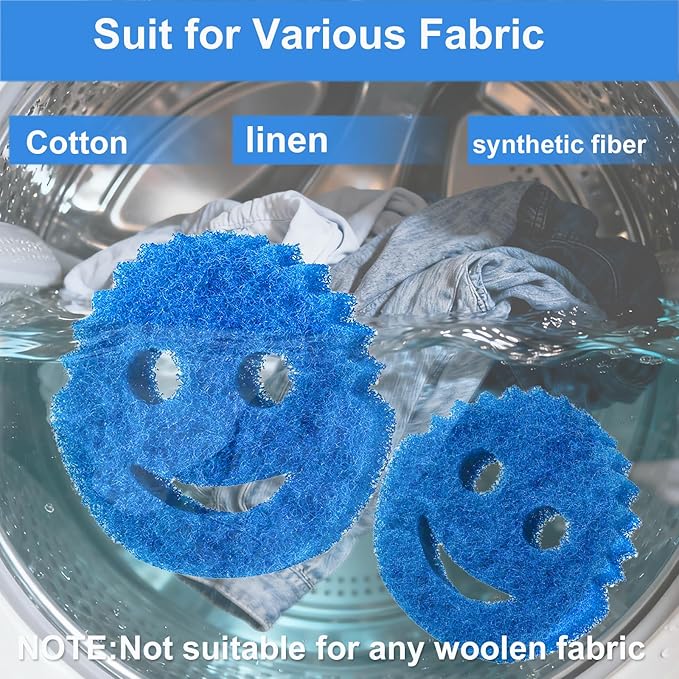 Pet Hair Remover for Laundry, 6PCS Reusable Dog & Cat Hair Remover Tool - Removes Pet Fur, Hair, Lint, Dander from Clothes &Washing Machine. (Blue, Smiling face)