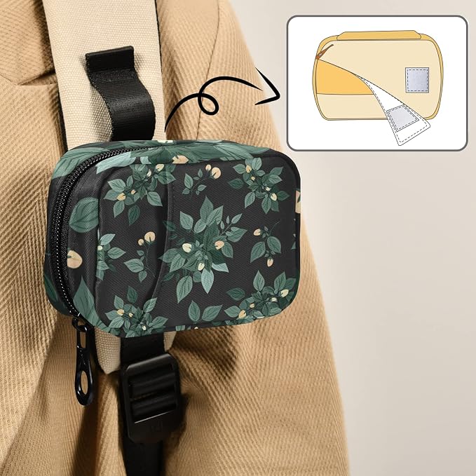 Flowers and Leaves Pill Box 7 Day Pill Case Travel Pill Organizer Bag with Zipper Portable Weekly Case Compact Size for Vitamin Supplement Holder