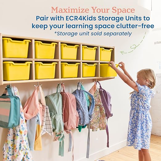 ECR4Kids Scoop Front Storage Bins, Multipurpose Organization, Yellow, 10-Piece | Durable plastic, GREENGUARD Gold Certified, 1.2 gallon capacity, lightweight & nestable, built-in handle, classroom/home use