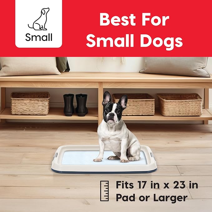 IRIS USA Pee Pad Holder, Fits 17x23 Pads, Navy, Made in USA | Dog Training Pad Holder, Holds Pads in Place, Leakproof Design, Secure Latches, Non-Skid Feet, Easy Clean Surface